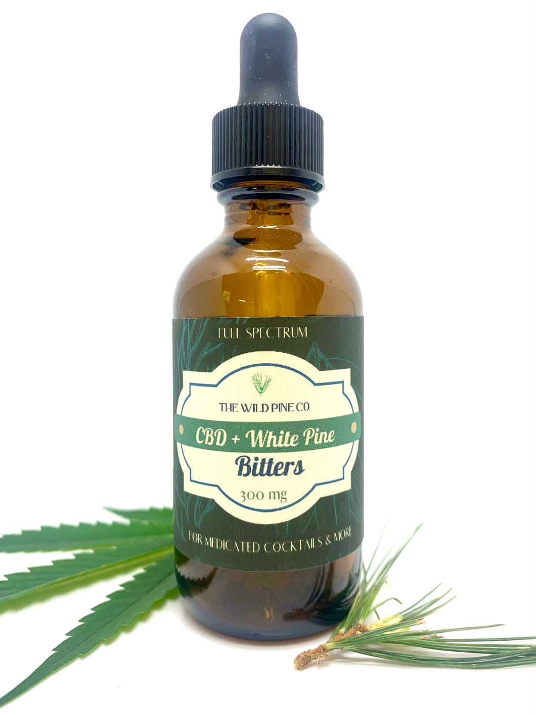 Eastern White Pine + CBD Bitters - 300 MG water soluble for cocktails mocktails & more. Full Spectrum